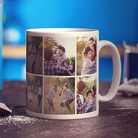 Double Sided 6 Photo Grid Collage Personalised Mug - Add Any Photos - Present for Birthday, Christmas - Gift for Him, Her, Mum, Dad, Brother, Sister, Auntie, Uncle, Friend Cover
