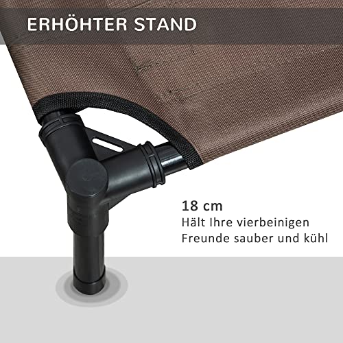 PawHut Hundebett Hundeliege Outdoor Katzenbett Haustierbett Schlafplatz Stahl 600D Oxford-Gewebe Braun 76 x 61 x 18 cm