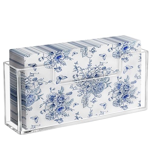 HBlife Acrylic Guest Towel Paper Napkin Holder for Bathroom - Clear Waterproof Vertical Stand Disposable Paper Hand Towel Dispenser Modern Table Tray for Kitchen Home Hotel Office