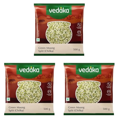 Image of Amazon Brand - Vedaka Popular Unpolished Green Moong Split (Chilka), 500 g|Naturally Rich in Protein |Naturally Cholesterol free (Pack of 3)