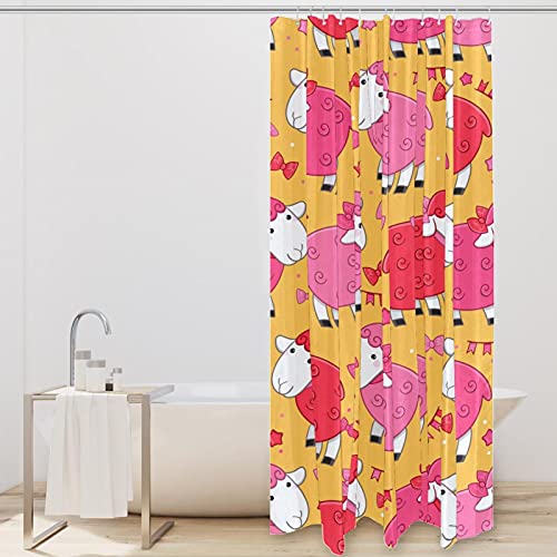 Rideau de douche agneau 183cm grand format textile lavable - 3