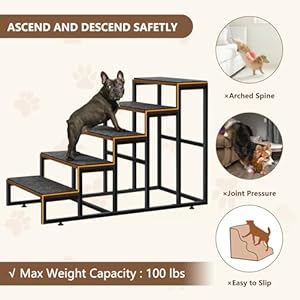   Dog-Stairs-Grey-Dog-Steps-for-High-Beds-5-Tier-Pet-Stairs-for-Small-Medium-Large-Dogs-and-Cats-Pet-Step-with-Non-Slip-Stair-Tread-for-Puppy-The-Old-and-Injured-Dogs