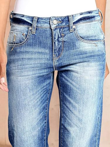 Flamingals Straight Leg Capris for Women Mid Rise Casual Roll Hem Denim Capris4