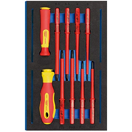 Draper 63359 VDE Ergo Plus Screwdriver 10 Piece Set in 1/4 Eva Insert Tray