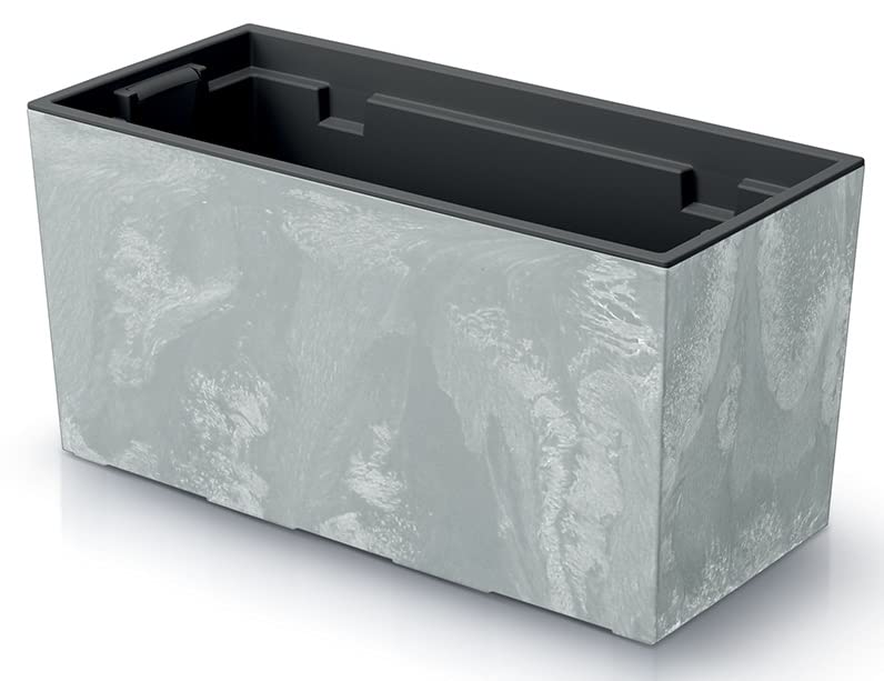 R.G. Blumenkasten Blumentopf Balkonkasten Pflanzkasten Beton Optik Blumenkübel Urbi Effect mit Pflanzeinsatz (400 Beton)
