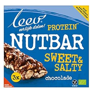 Leev 3574 Bio Notenreep Sweet & Salty Proteine-Chocolade – 120g (3X40g) – Biologisch – Multiset van 8 dozen