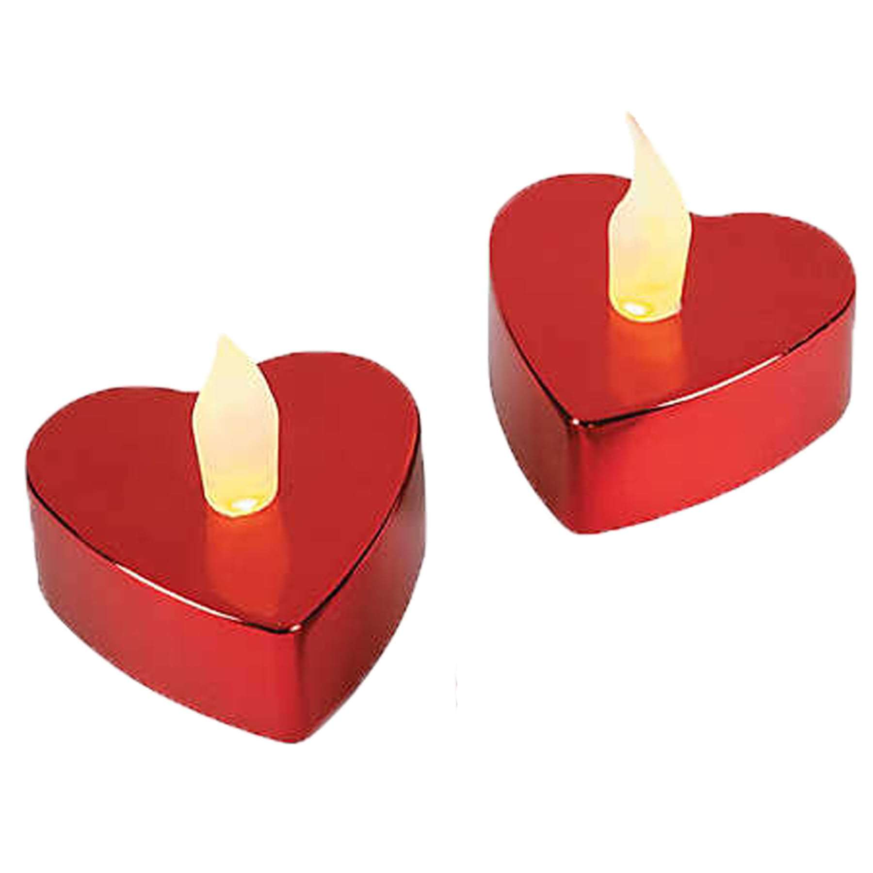 Widdle Gifts Red Pack 2 Valentine Tea Light Candles:led Operated Battery Tealights Fake Candles Decoration For Party Decor 5682