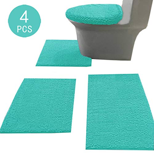 Madeals Badteppich Set 4-teilig mit WC-Deckelbezug und Teppich Set Kombi, Weich Shaggy Badteppich Set 3-teilig und U… – Bild 3