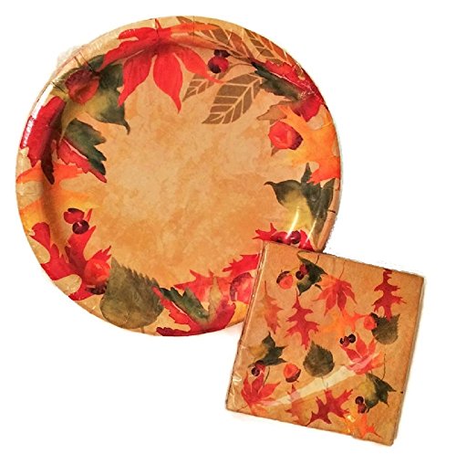 Autumn Fall Leaves Party Paper Plates and Napkins Set by Autumn Leaves