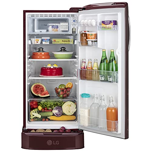 Image of LG 190 L 3 Star Direct-Cool Single Door Refrigerator Appliance (GL-D201ARRD, Ruby Regal, Base stand with drawer & Fast Ice Making, 2022 Model)