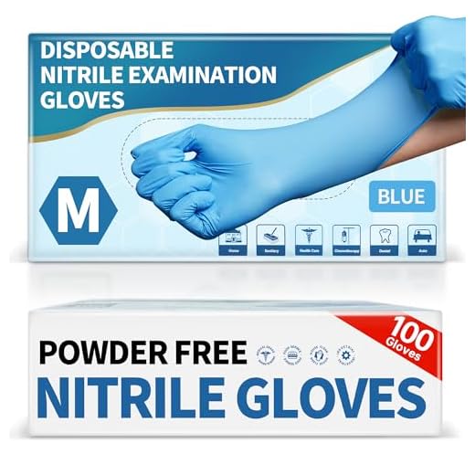 Medguy Powder-Free Nitrile Exam Gloves, 4.5 Mil, 100 Pcs Blue Disposable Latex-Free Food-Safe Medical Cleaning Cooking Gloves (Medium)