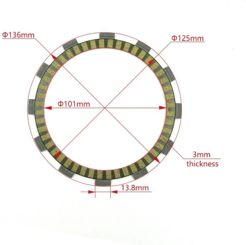 Motorcycle Clutch Friction Plates 7 Pcs 101mm Motorcycle Clutch Friction Plates Disc Fibrous Paper-based Kit For CR125R 1987-1999 Accessories Motocross