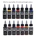 LANTRO JS Tattoo Ink, Black Tattoo Ink for Human Skin, 14 Colors Ink Tattoo Supplies, 1oz Per Bottle Tatoo Ink for Body Art