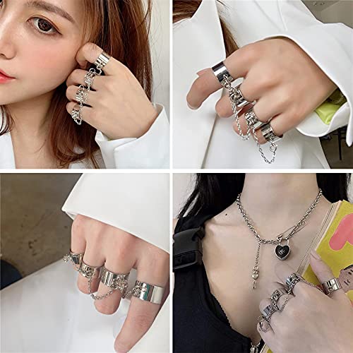 Open Vinger Ring Met Ketting Verstelbare Open Vinger Ring Stapelbare Ringen Gotische Vintage Ring Knuckle Ring Punk Ring Vrouwen En Ring Voor Creatieve Persoonlijkheid Modieuze Punk Vrouwen Mannen - Image 8