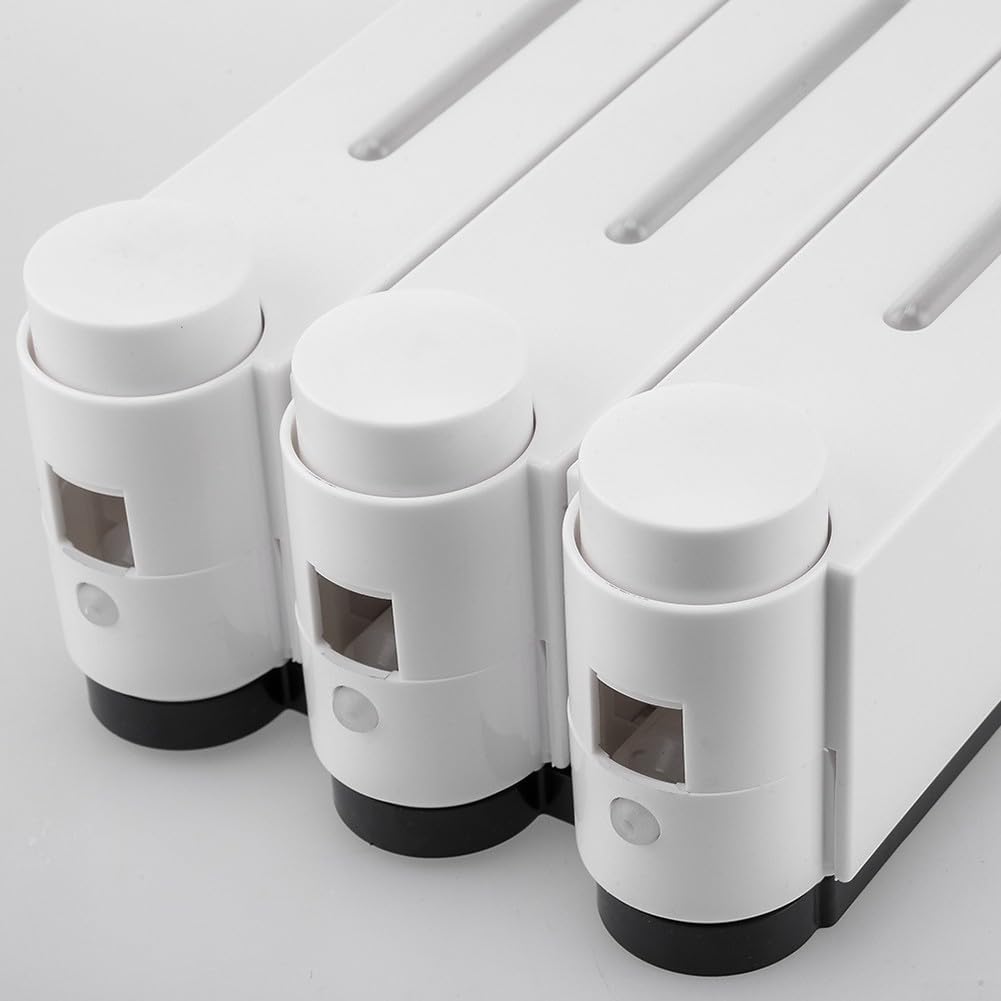 Dispensador de jabón montado en la pared de 3 tazas de 420 ml, dispensador manual de gel de ducha, solución higiénica de plástico ABS para baño, cocina, hotel (blanco triple)
