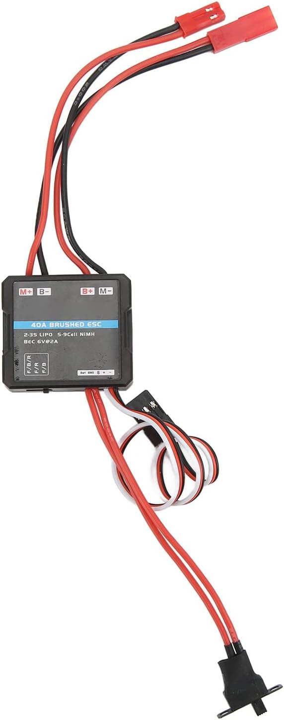 40A Brushed ESC Low Voltage Protection Throttle Auto Regulation Unidirectional Bidirectional Climbing RC Car for Short Truck, Monster Trunk, Truck, Crawler, Tank, WPL, G500