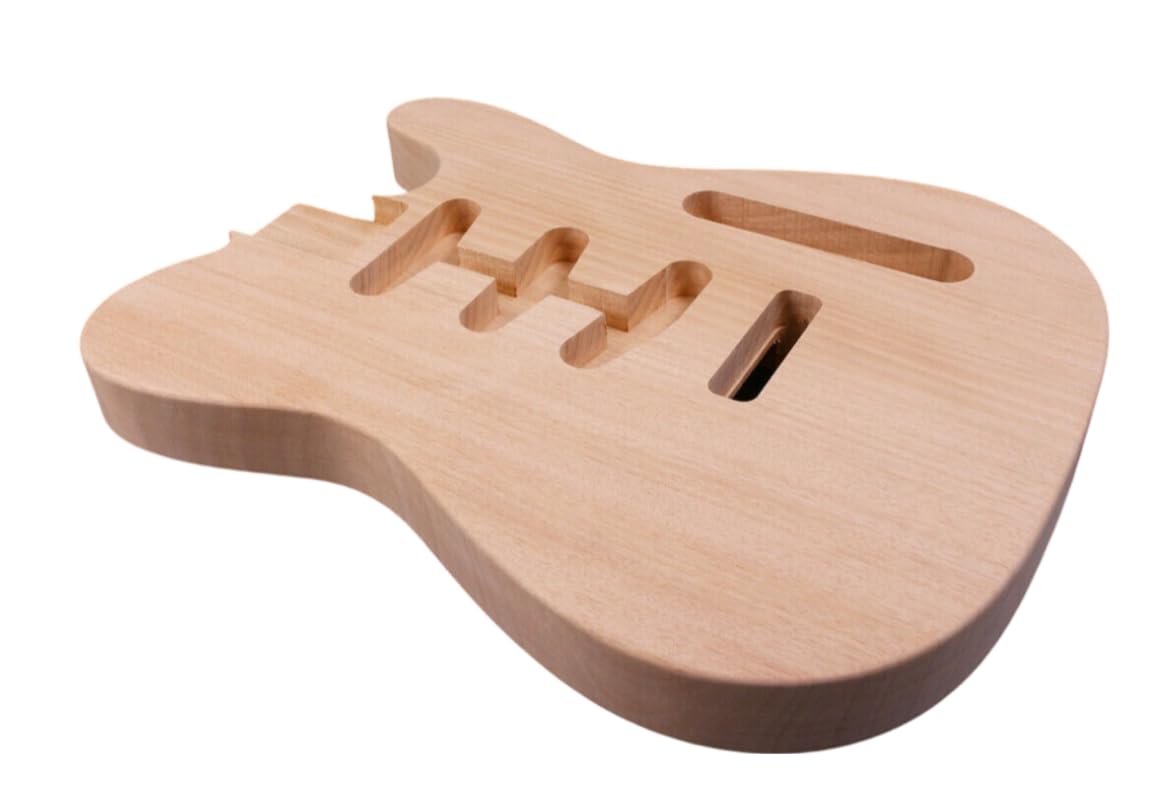 Corpo per chitarra elettrica fai da te incompiuto, in mogano, corpo vuoto per chitarra elettrica Telecaster Project SSS fori di pickup (mogano)