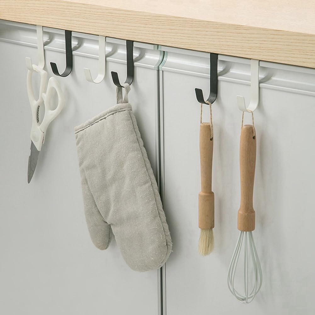 Littimoon Multi-Purpose Hooks Kitchen Cabinet Door Back Hook Hanging Rack Clothes Coat Hat Towel Hanger Storage Hook