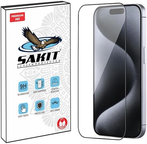 MANTO Sakit® Gorilla Tempered Glass Screen Protector For iPhone 15 Pro With Edge to Edge Coverage and Easy Installation kit