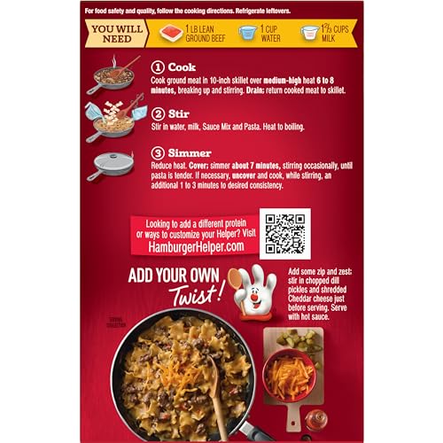 Image of Hamburger Helper Cheddar Cheese Melt Pasta Meal (4.7 oz - 12 Pack) No Artificial Flavors, Ready in 3 Easy Steps, Quick Meals Perfect for Midweek Dinners, Busy Evenings & Families On-the-Go