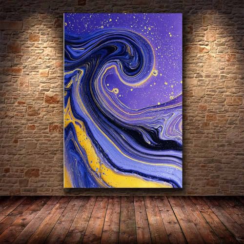 Tableau mural abstrait moderne vortex violet-bleu pour décoration salon 70x100 - 4