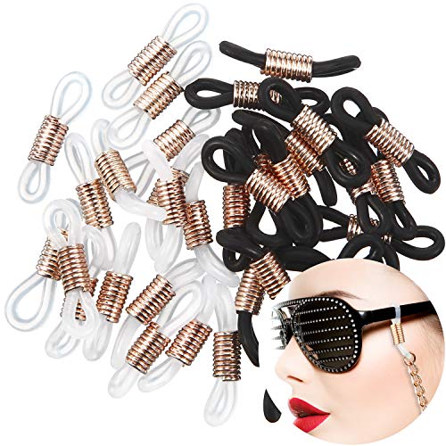 40 Pieces Eyeglass Chain Ends Adjustable Long Spring Silicone Ends Connectors Anti-Slip Ends
