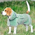 DENTRUN Bademantel für Hunde Klettverschluss am Kragen der Kleine Hunde Bademantel mit Hut hundehandtuch Dog Bathrobe Welsh Corgi Meer Schwimmen (Grün,S) – Bild 5