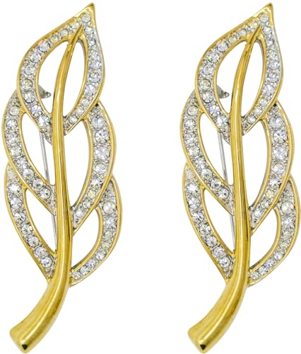 Image of Set of 2 Brooch Lapel Pins With Rhinestones