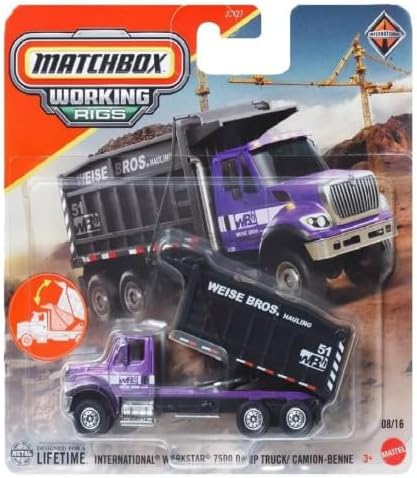 Matchbox Working Rigs, International Workstar 7500 Dump Truck [Purple] 08/16 Diecast Toy Vehicle