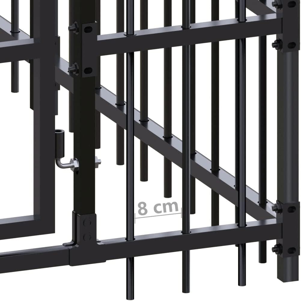 Outdoor Dog Kennel,Outdoor Kennels for Large Dogs,Exercise Pens for Dogs,Lucky Dog Kennel,Hinged Door with a Security Latch,Chain-Link Mesh Sidewalls, Galvanised Steel 157.5"x157.5"x39.4"