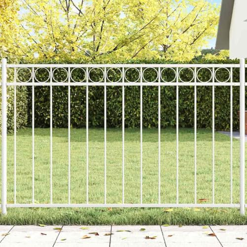 vidaXL Modernes Outdoor Stahlzaunpaneel | Weiß 1.7X0.8 m Wetterfest Langlebig Metallkonstruktion Einfacher Zusammenbau Geeignet für Gärten & Höfe Gartenbarriere Einzäunungen Sicherheitsrechteck