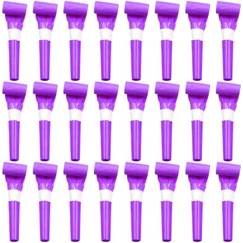 ywmigl 24 Pcs Party Blowers for Kids Funny Blower Noise Makers Blowouts Horns Whistles Perfect for Birthday Parties New Years Sporting Events Party Supplies (Purple)