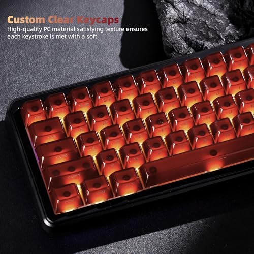 Image of Womier Jelly Keycaps, Ceramic Keycaps Style Clear PC Custom Keycaps Set | Laser Carving Side Printing 60% 75% 100%, MDA Profile for Mechanical Keyboard Caps, Compatible Full-Sized Layout, Red /Brown