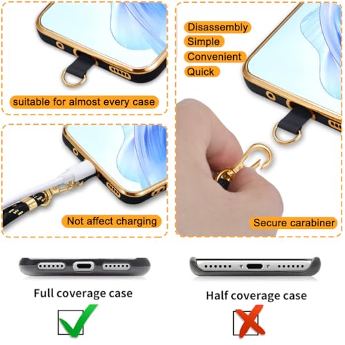 Mkej Hülle Kompatibel mit Xiaomi 15T Pro Hülle mit Band, Galvanik Silicone Handyhülle mit Herz Love Design, Abnehmbar und einstellbar Handykette für Xiaomi 15T Pro - Case in Schwarzes Gold