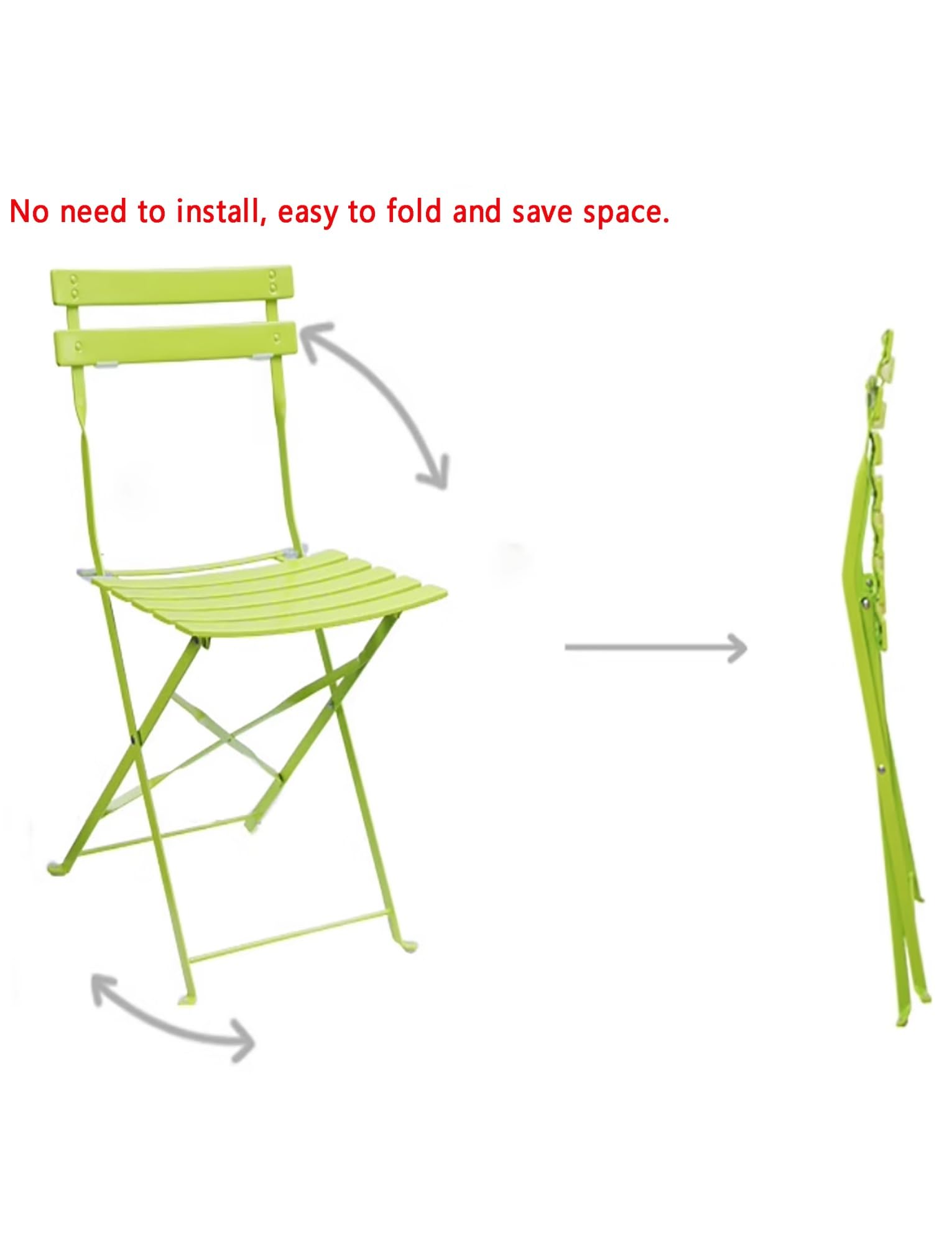 Generico Set da bistrot da giardino, set da bistrot pieghevole da 3 pezzi, tavolo e sedie da esterno, sedie da tavolo da giardino for balcone, cortile, giardino(Powder blue)