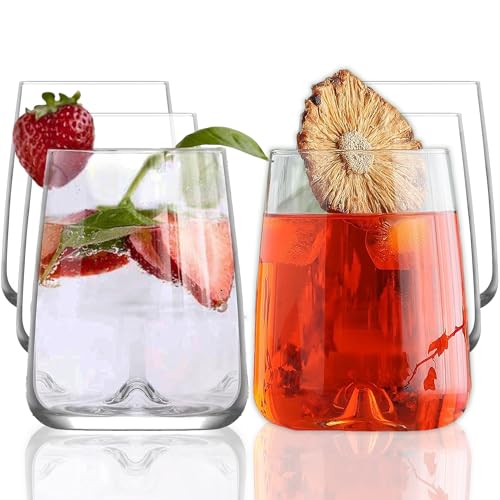 LAV Grands Verres à Eau Modernes 590ml, Lot de 6, 100% SANS PLOMB Verres à Vin, Verre à Eau Résistants au Lave-Vaisselle, Verres à Cocktail, Verre Gin Tonic, Verres à Boire, Verres à Pinte