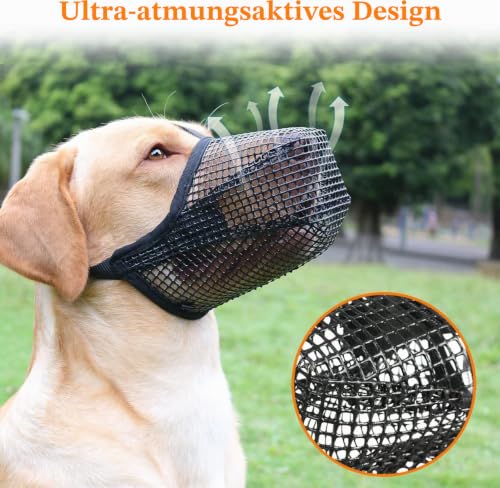 OFFOF Maulkorb für Große Hunde - Atmungsaktive Haustier Maske für Hundetraining – Bequem & Sicher für Kleine, Mittlere & Große Hunde (L)