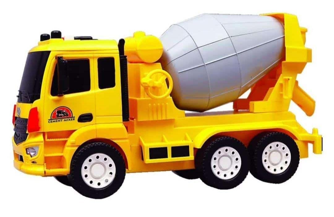 S E Stark Enterprise Big Size Cement Concrete Mixer Toy Truck for Unbreakable Plastic Friction Powered Huge Milatary Tyres Construction Truck Dumper with Light & Sound Toy - Multicolor