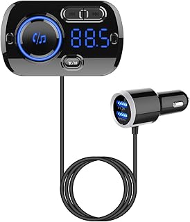 Bluetooth FM Transmitter for Car, Wireless Radio Adapter Car Music Player Car Receiver with Bluetooth FM Frequency Support Hands Free Call,Car Charger Dual USB Port,TF Card/AUX