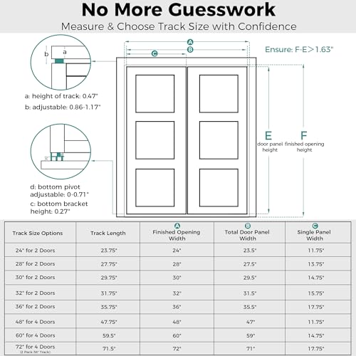 Image of Closet Bifold Door Hardware & 30 Inch Track Kit, Folding Bi-Fold Door Rail
