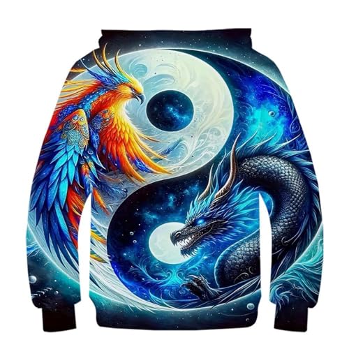 Pull à capuche 3D Yin-Yang chaud et confortable manches longues - 3