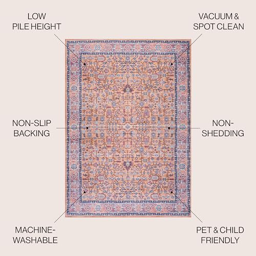 Image of JONATHAN Y Machine Washable Multi Indoor Area Rug 3X5 ft, Kemer for Living Room, Bedroom, Kitchen, Office, Easy-Cleaning, High Traffic, Pet-Friendly, Non-Shedding (WSH104A-3)