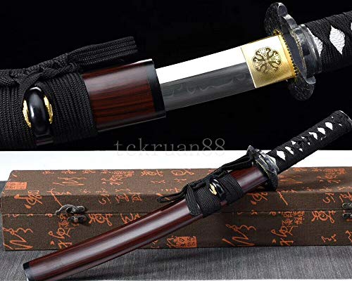 YL Sword Handmade Japanese Tanto Sword Clay Tempered T10 Steel Full Tang Functional Blade