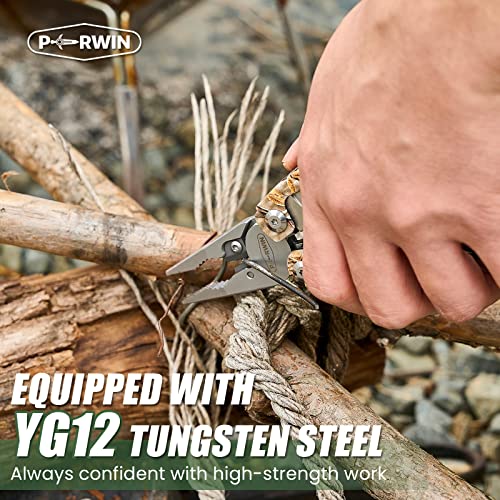 Perwin Multitool - 26 In 1 Camping Multitool Pliers With Premium Replaceable Wire Cutters, Knife, Saw, Spring-Loaded Scissors For Survival, Camping, Fishing, Camo-Finish Handle #TOP2