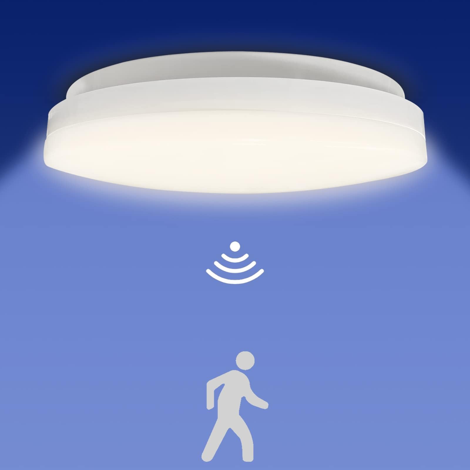 Motion Sensor Ceiling Light Wired,11.8Inch 18W Motion Flush Mount LED Lighting Fixture, Adjustable Motion Sensor Light for Indoor/Outdoor Porch Stairs Closet Laundry 4000K Natural Light White