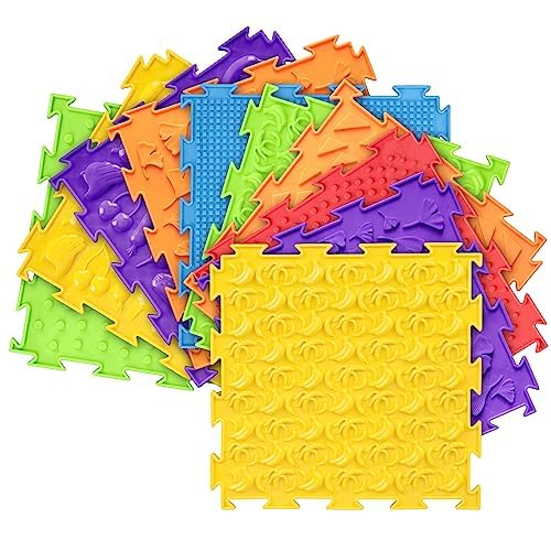 Adnee 10 Pcs Massage Game Mat- Anti-Slip Sensory Mat- Massage Puzzle Floor Mats Carpet for Sense Training