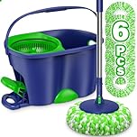 Spin Mop and Bucket Set for Home: EHADOO Spin Mop for Floor Cleaning with 6 Microfiber Washable Heads - Bucket System for Hardwood Tiles Laminate Vinyl