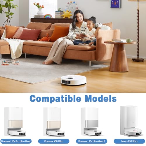 24 Stück Zubehör für Dreame L10s Pro Ultra Heat/ L10s Ultra Gen 2/ X30 Ultra/Mova E30 Ultra Saugroboter, 1*Hauptbürste 6*Staubbeutel 6* Wischtücher 4*Filter 6*Seitenbürsten 1*Reinigungsbürste