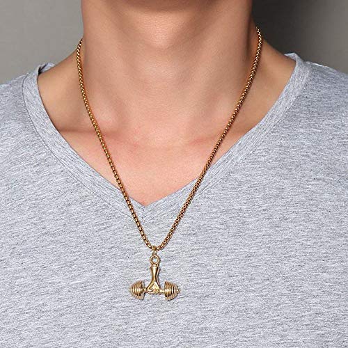 FOXI YOUTH Collana con Ciondolo bilanciere Fitness...