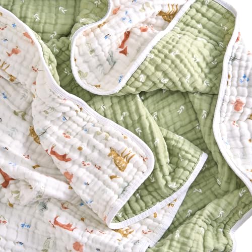 Image of aden + anais Essentials Dream Blanket, Muslin Baby Blankets for Girls & Boys, Ideal Lightweight Newborn Nursery & Crib Blanket, Unisex Toddler & Infant Bedding, Shower & Registry Gift, Sage Woodland